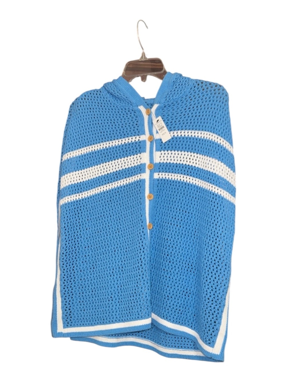 Women’s Blue Hooded Crochet Cover-Up